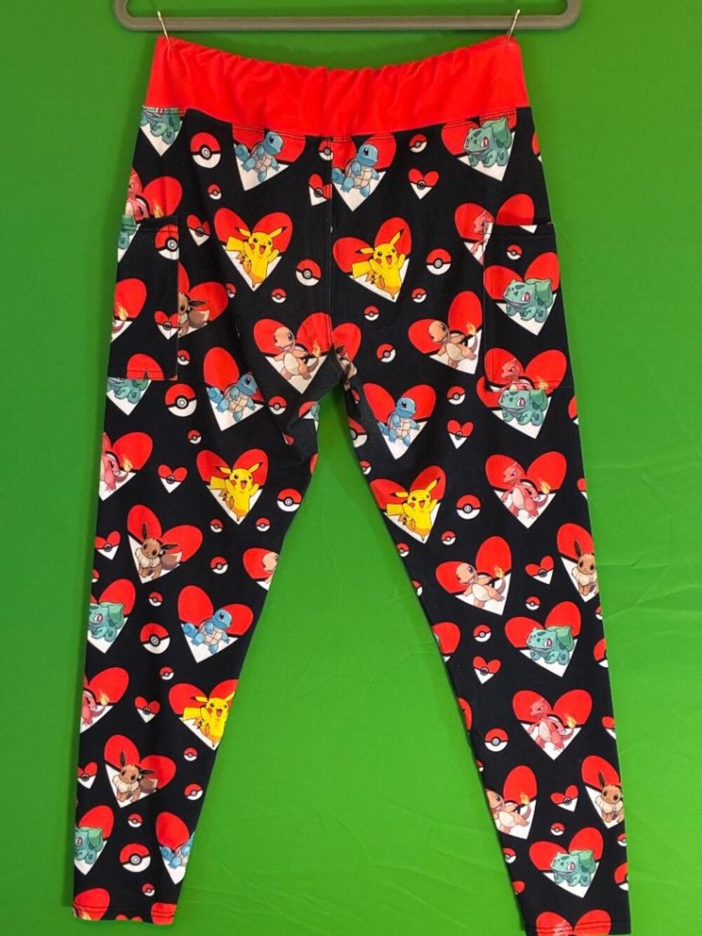 *GUC* Poke'mon Pokemon Hearts Leggings Yoga Pants Thigh Pockets Women's M